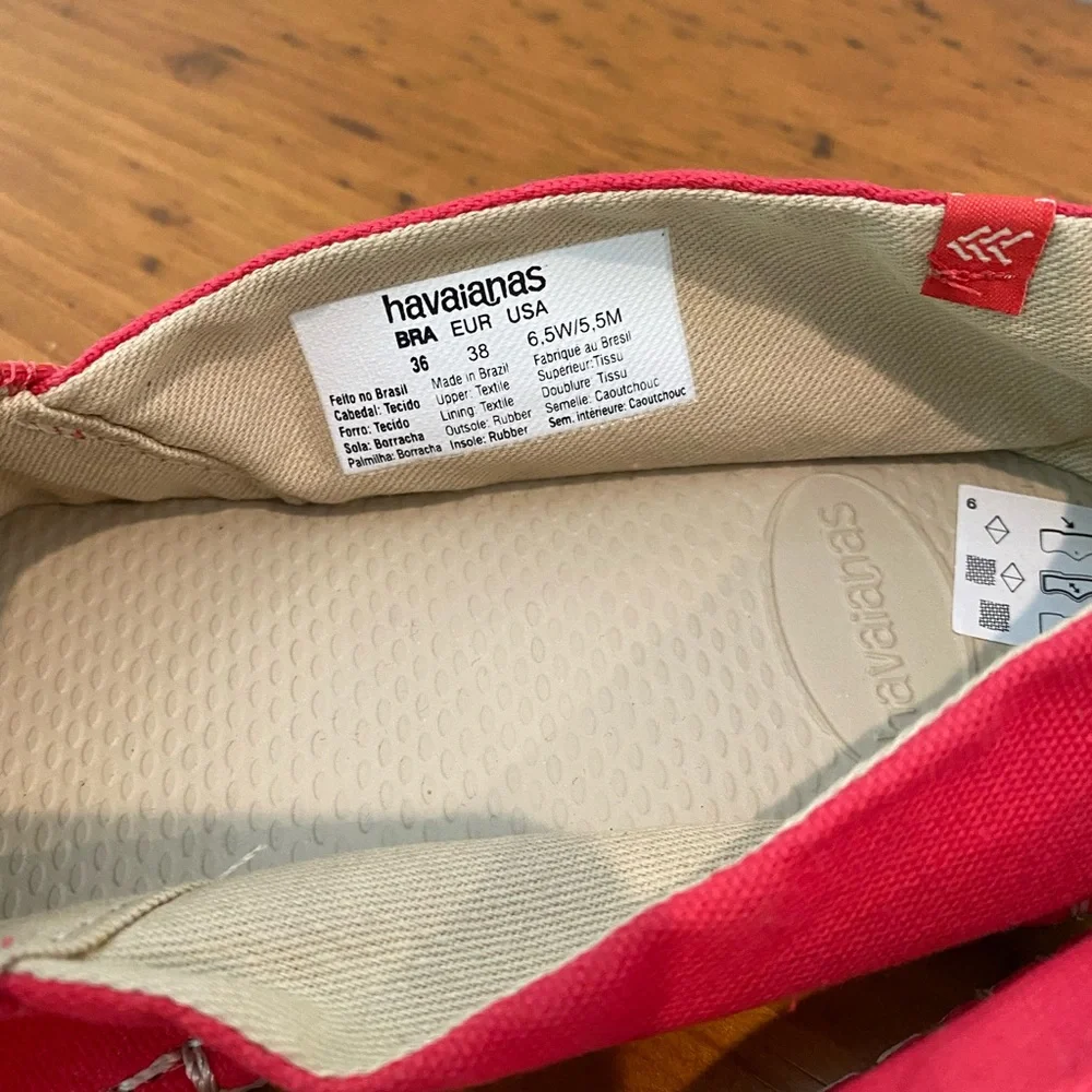 Havaianas Red Canvas Slip-On Espadrilles